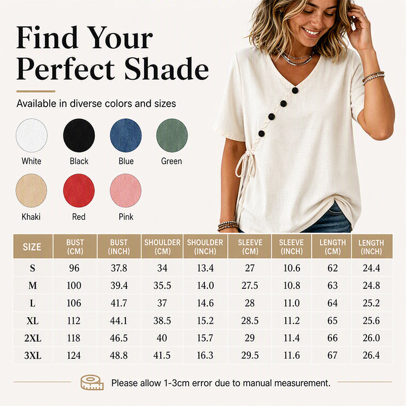 Women's V-Neck Top with Side Tie