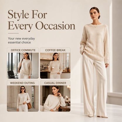 Women's Crew Neck Cable Knit Sweater