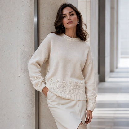 Women's Crew Neck Cable Knit Sweater