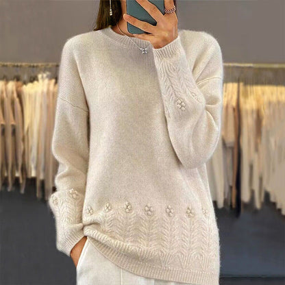 Women's Crew Neck Cable Knit Sweater