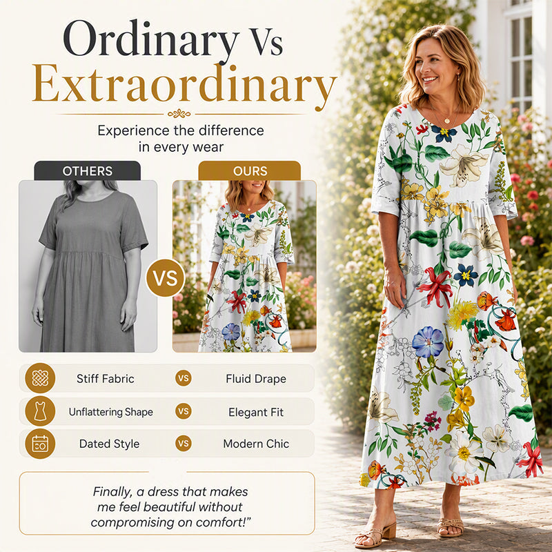 ✨Hot Sale 50% OFF 👗 Women's Short Sleeve Printed Dress with Pockets