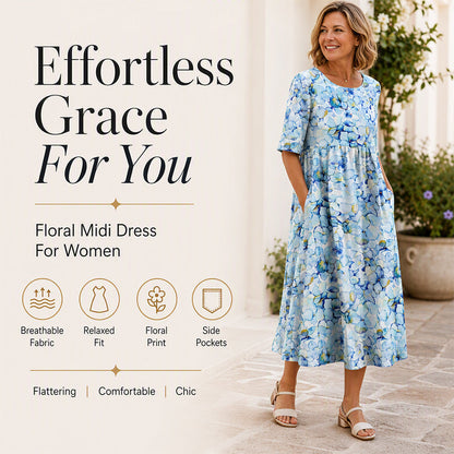 ✨Hot Sale 50% OFF 👗 Women's Short Sleeve Printed Dress with Pockets