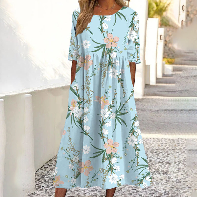 ✨Hot Sale 50% OFF 👗 Women's Short Sleeve Printed Dress with Pockets