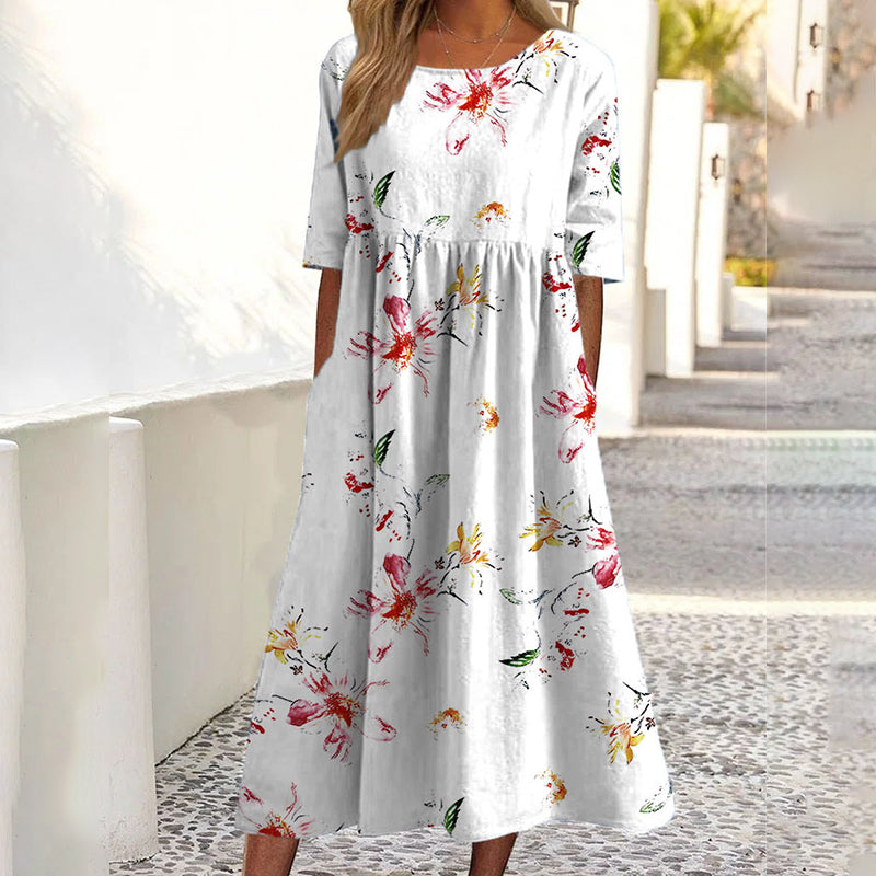 ✨Hot Sale 50% OFF 👗 Women's Short Sleeve Printed Dress with Pockets