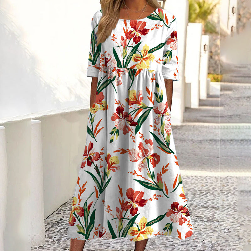 ✨Hot Sale 50% OFF 👗 Women's Short Sleeve Printed Dress with Pockets