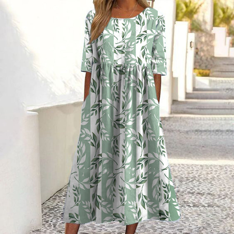 ✨Hot Sale 50% OFF 👗 Women's Short Sleeve Printed Dress with Pockets