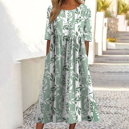 ✨Hot Sale 50% OFF 👗 Women's Short Sleeve Printed Dress with Pockets