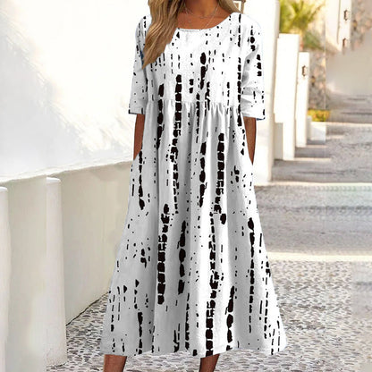 ✨Hot Sale 50% OFF 👗 Women's Short Sleeve Printed Dress with Pockets