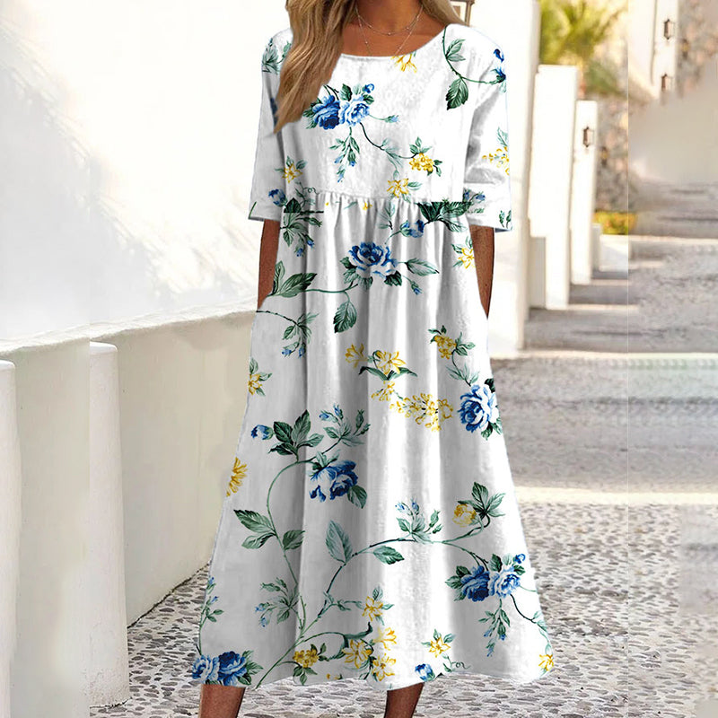 ✨Hot Sale 50% OFF 👗 Women's Short Sleeve Printed Dress with Pockets