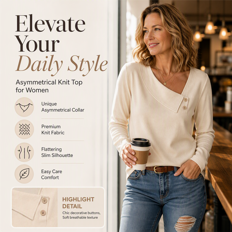 Women's Chic Asymmetrical V-Neck Top