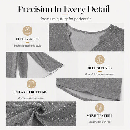 ⌛Limited-time offer-Women's Sparkly Split Flare Sleeve Top