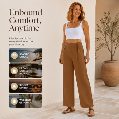 Women's High-Waist Drawstring Straight-Leg Pants
