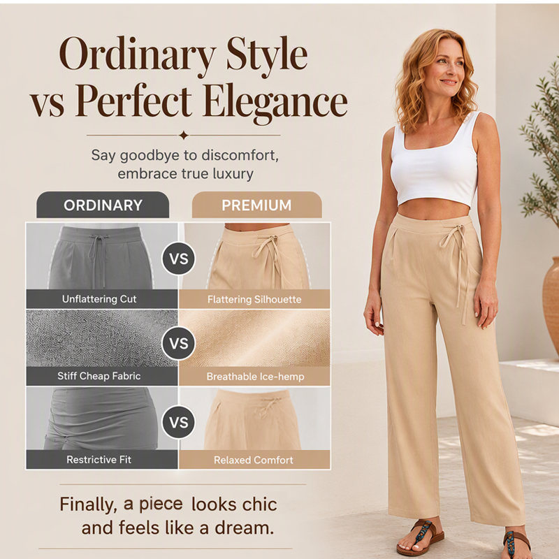 Women's High-Waist Drawstring Straight-Leg Pants