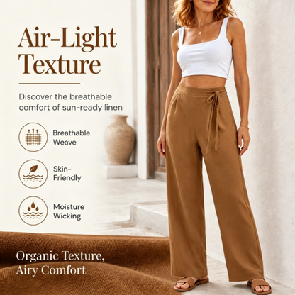 Women's High-Waist Drawstring Straight-Leg Pants