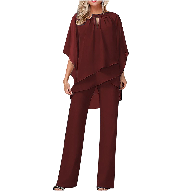 Women's Elegant Asymmetrical Top & Pants Set