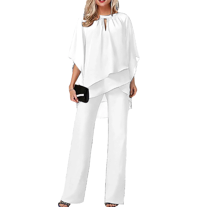 Women's Elegant Asymmetrical Top & Pants Set