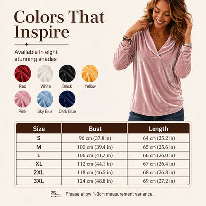 Women's Elegant Velvet V-Neck Top