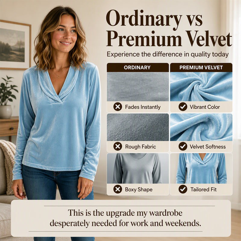 Women's Elegant Velvet V-Neck Top