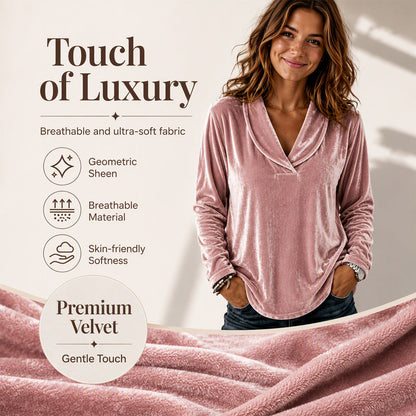 Women's Elegant Velvet V-Neck Top