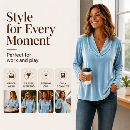 Women's Elegant Velvet V-Neck Top