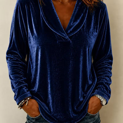 Women's Elegant Velvet V-Neck Top