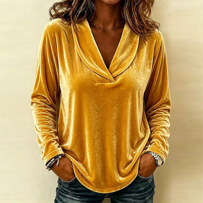Women's Elegant Velvet V-Neck Top
