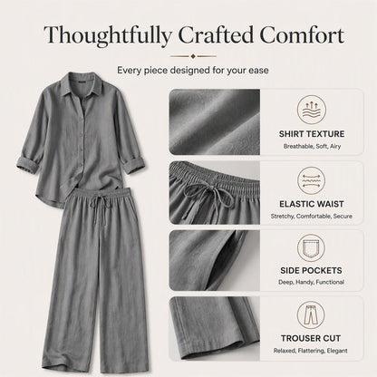 ✨New Arrivals & Special Offers-Women's Casual Shirt & Wide-Leg Pants Set