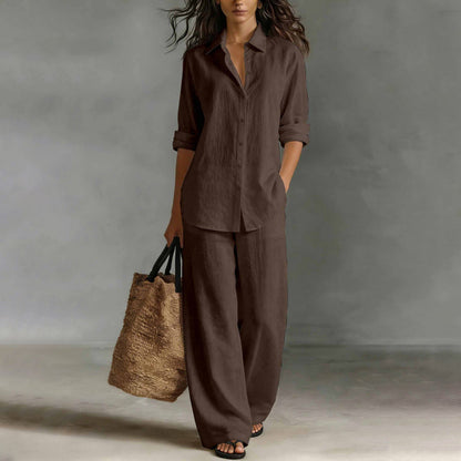 ✨New Arrivals & Special Offers-Women's Casual Shirt & Wide-Leg Pants Set