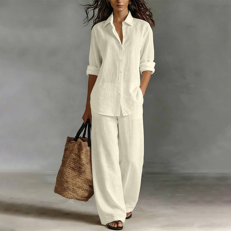 ✨New Arrivals & Special Offers-Women's Casual Shirt & Wide-Leg Pants Set