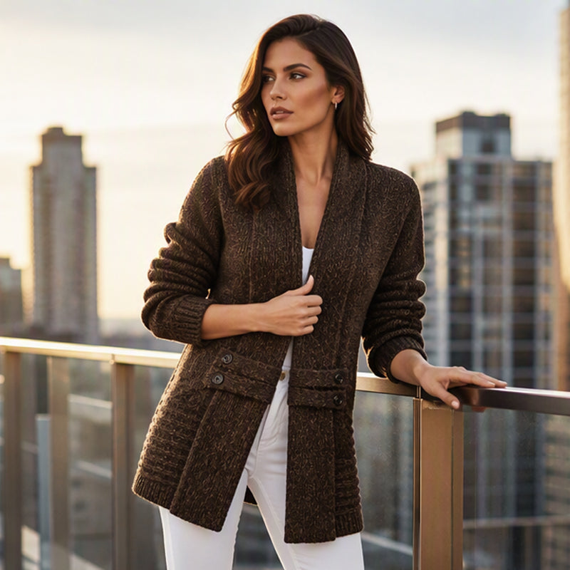 Women's Casual Double-Breasted Knit Cardigan