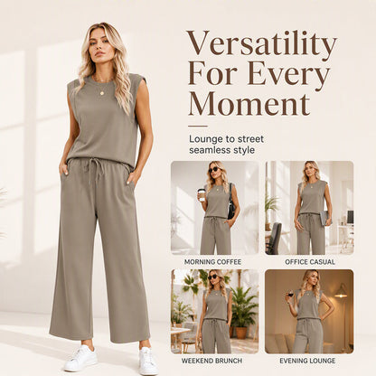 Women's Sleeveless Tank Top & Wide-Leg Pants Set