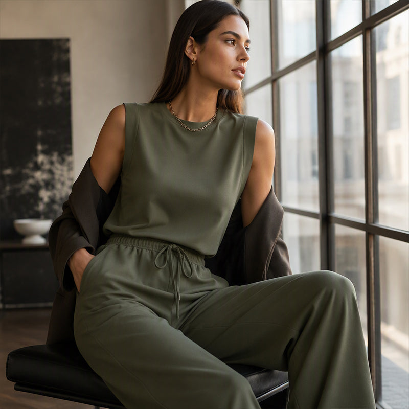 Women's Sleeveless Tank Top & Wide-Leg Pants Set