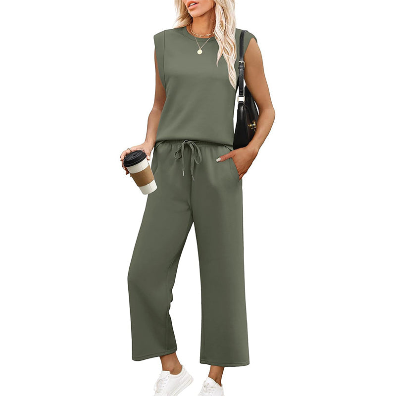 Women's Sleeveless Tank Top & Wide-Leg Pants Set