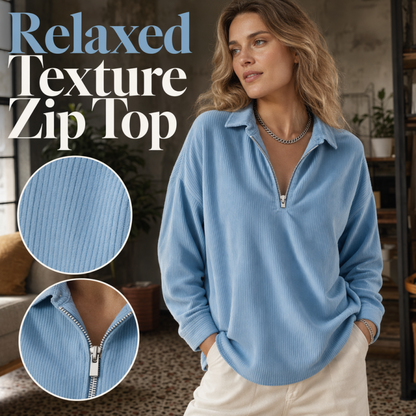 Relaxed Texture Zip Top