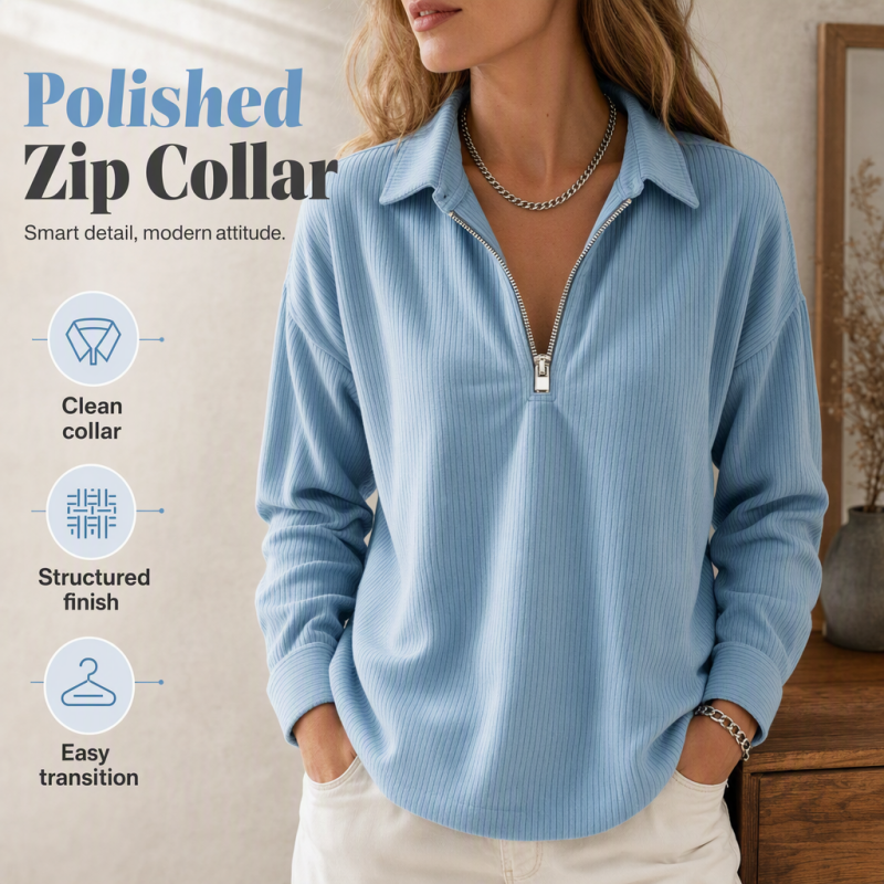 Relaxed Texture Zip Top