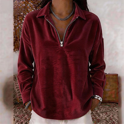Relaxed Texture Zip Top