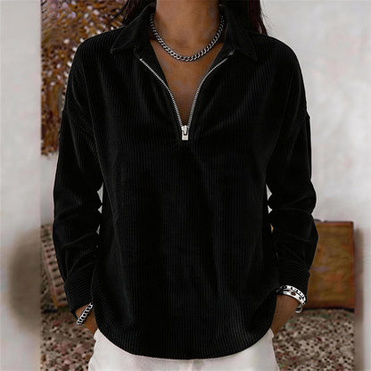 Relaxed Texture Zip Top