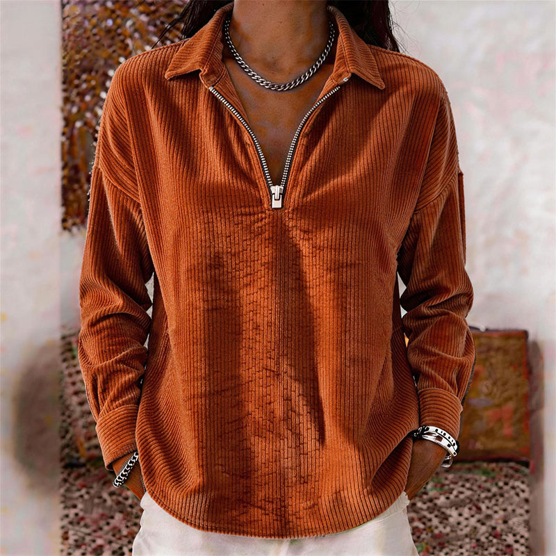 Relaxed Texture Zip Top