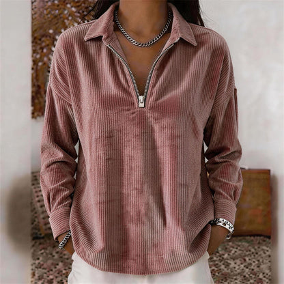 Relaxed Texture Zip Top