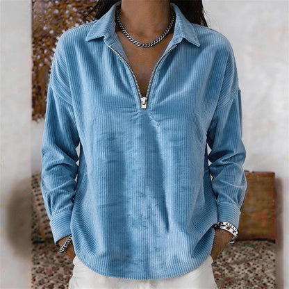 Relaxed Texture Zip Top