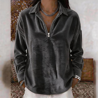 Relaxed Texture Zip Top