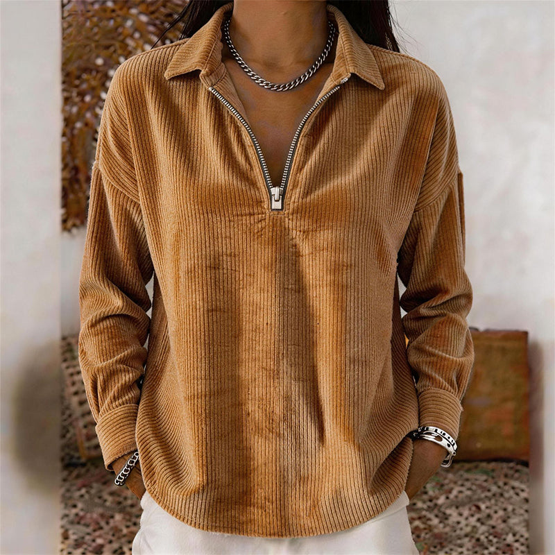 Relaxed Texture Zip Top