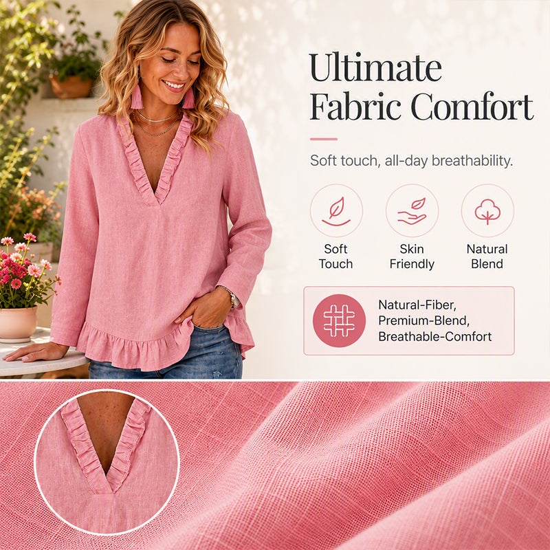Women's Ruffled V-Neck Blouse