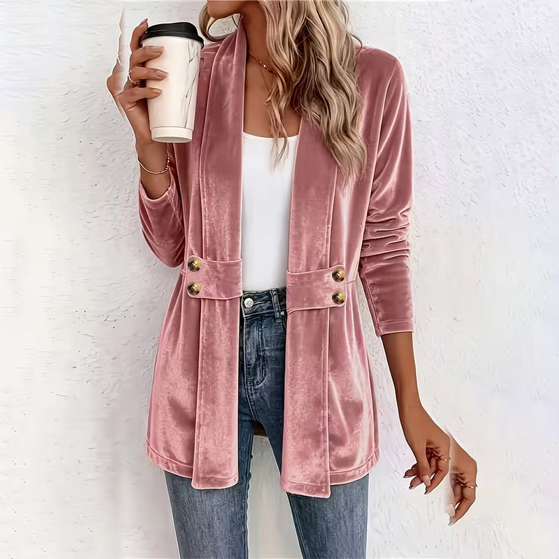 ⌛Limited-time offer-Women's Double-Breasted Velvet Cardigan