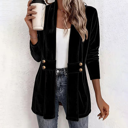 ⌛Limited-time offer-Women's Double-Breasted Velvet Cardigan