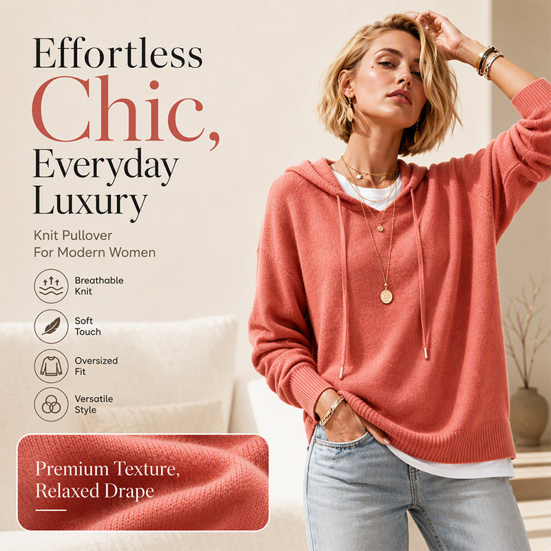 Women's Casual Hooded Sweater with Drawstring