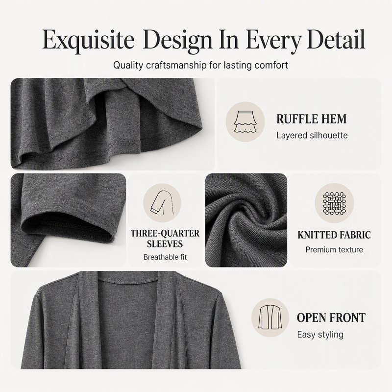 Women's 3/4 Sleeve Open Front Cardigan