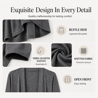 Women's 3/4 Sleeve Open Front Cardigan