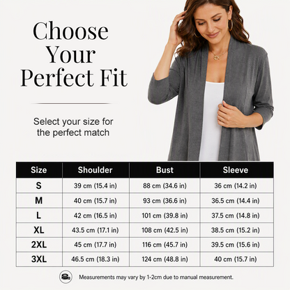 Women's 3/4 Sleeve Open Front Cardigan