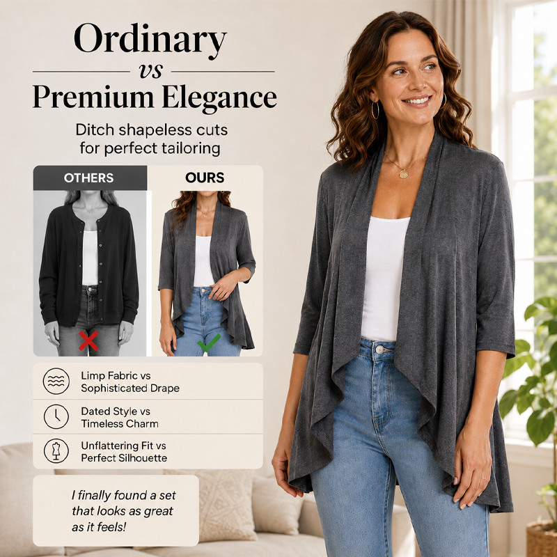 Women's 3/4 Sleeve Open Front Cardigan